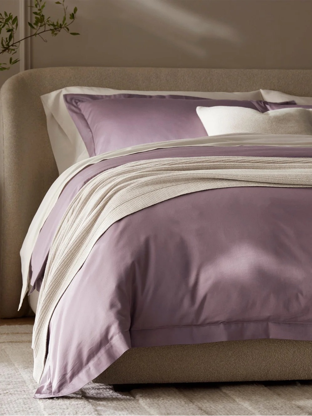 $379 king / cal king boll & branch Signature Hemmed Sheet Set — purple plum 4 PC